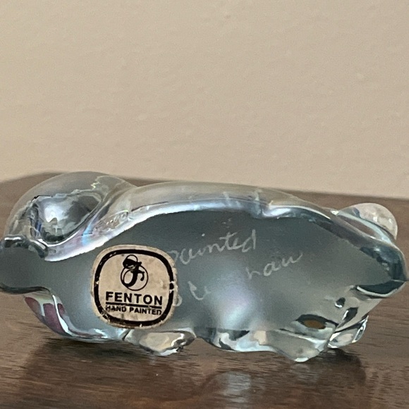 Vintage Fenton Hand painted Iridescent Crouching Kitty - Picture 3 of 7